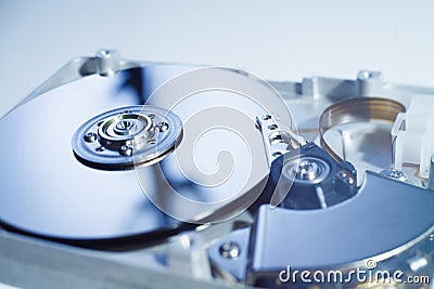 Opened Hard Disk Drive Stock Photo