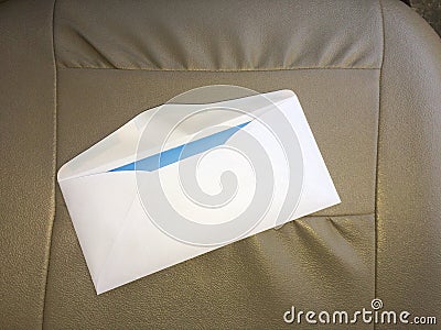 Opened important letter on leather background Stock Photo