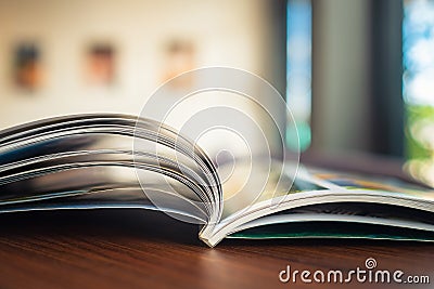 Opened Magazine From Bottom Side Stock Photo