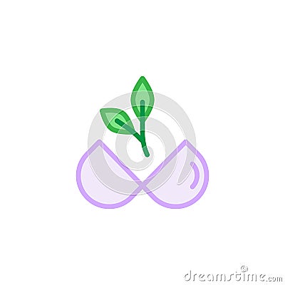 Opened medical capsule and leaves flat icon Vector Illustration