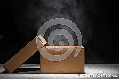 Mystery box with smoke Stock Photo