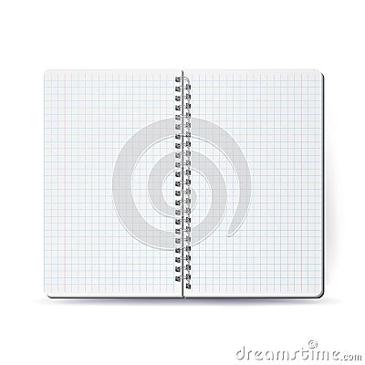 Opened Notebook With Coil Spiral. Vector Spiral Notepad. Clean Mock Up For Your Design. Vector illustration Vector Illustration