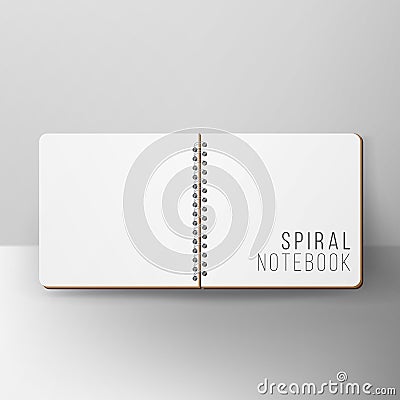 Opened Notepad Blank Vector. 3D Realistic Notebook Mockup. Blank Notebook With Clean Cover Vector Illustration