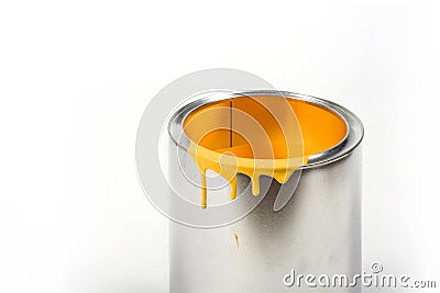 Opened paint bucket Stock Photo