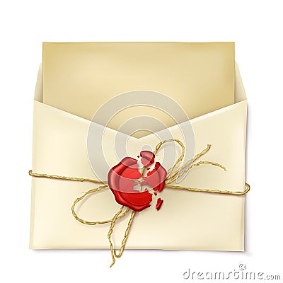 Opened paper envelope with letter realistic vector Vector Illustration