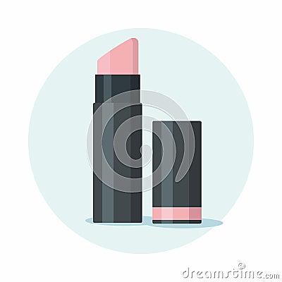 Opened pink lipstick illustration isolated on blue background. Vector Illustration