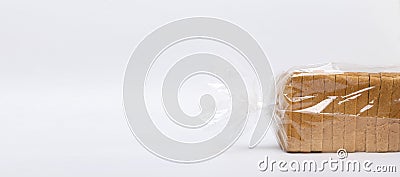 Wrapped white bread for toats on the white surface.Empty space for text Stock Photo