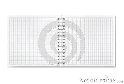 Opened realistic square ruled sketchbook mockup Stock Photo