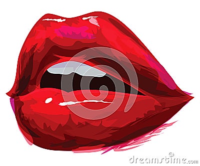 Opened red lips Vector Illustration