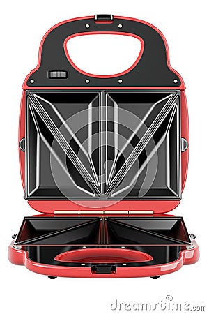 Opened sandwich maker, front view. 3D rendering Stock Photo