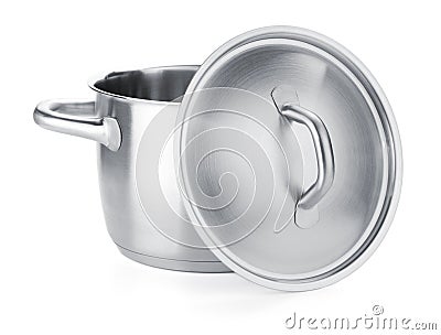 Opened stainless steel pot Stock Photo