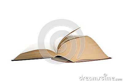 Opened thick book pages isolated on white background. Love read concept. Knowledge symbol. Book day Stock Photo