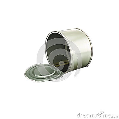 Opened Tincan Ribbed Metal Tin Can, Canned Food Stock Photo