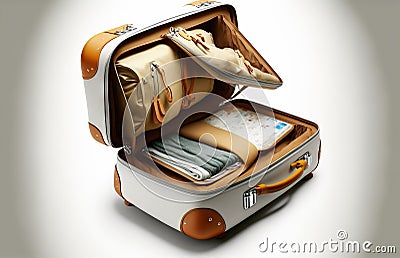 Opened travel bag on a white background Stock Photo