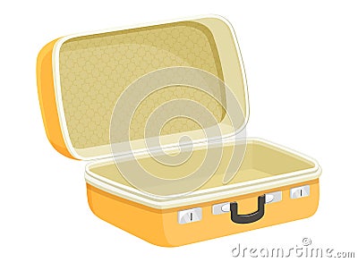 Opened travel suitcase for vacation. Flat design. Vector illustration isolated on white background Vector Illustration
