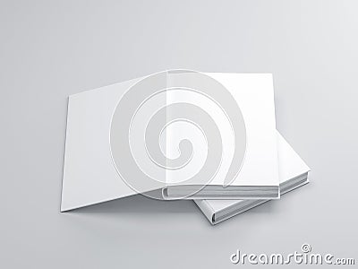 Opened white Book Mockup, Front page, title Stock Photo