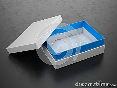 Opened White Box on black background - Box Mockup Stock Photo