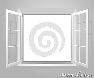 Opened white window Vector Illustration