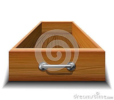 Opened wood drawer Vector Illustration