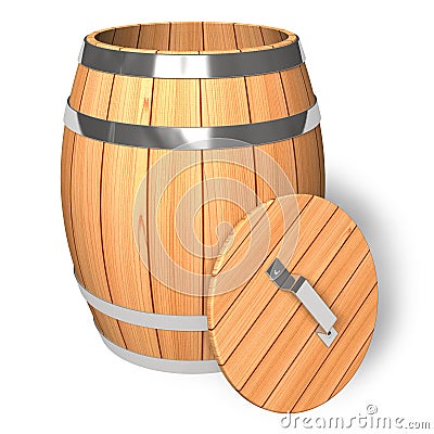 Opened wooden barrel Stock Photo