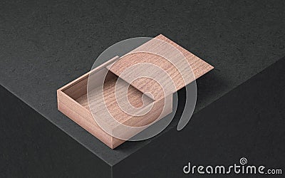 Opened wooden box casket packaging Stock Photo