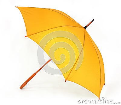 Yellow umbrella on a white background Stock Photo