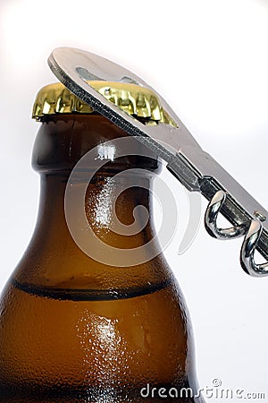 Opening a beer Stock Photo