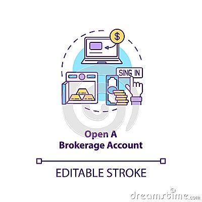 Opening brokerage account concept icon Vector Illustration