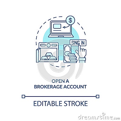 Opening brokerage account concept icon Vector Illustration