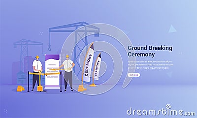 Ground breaking ceremony for property development on illustration concept Vector Illustration