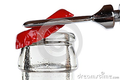 Opening a cola bottle Stock Photo