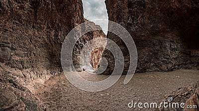 Opening Of The Final Drop At The End of Upper Burro Mesa Pouroff In Big Bend Stock Photo