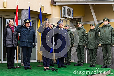 The opening of the first joint contact point on the Ukrainian-Hungarian border Editorial Stock Photo