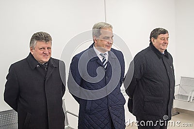 The opening of the first in Russia modular waiting room at the railway station `Matlievska` in the Kaluga region. Editorial Stock Photo
