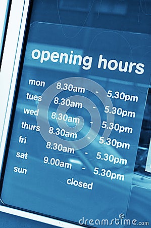 Opening hours Stock Photo