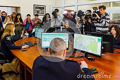 Opening of the modern situation center of the National Police of Editorial Stock Photo