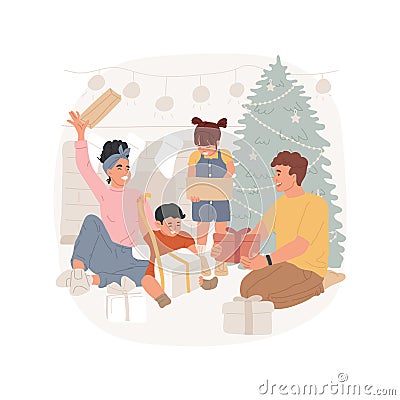 Opening presents isolated cartoon vector illustration. Vector Illustration