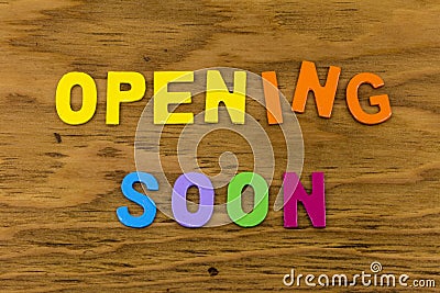 Opening soon open sign new business store announcement promotion Stock Photo