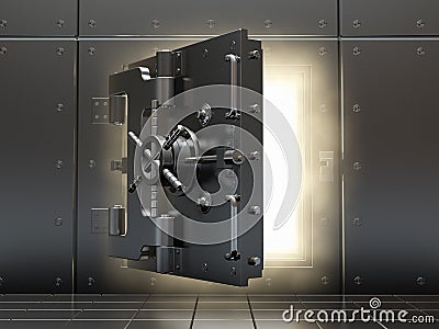 Opening vault and volume light. 3d. Stock Photo