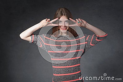 Openness, friendship concept. A woman is standing Stock Photo