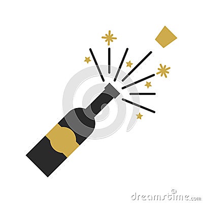 Openning bottle wine with stars. vector Vector Illustration