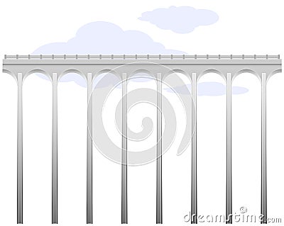 Openwork arch concrete bridge. Transport infrastructure. Connecting the banks. Above the abyss. Dangerous path. Vector Illustration