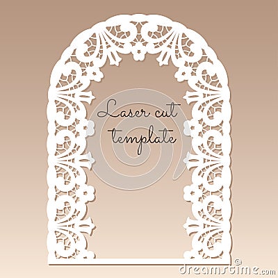 Openwork arch with floral ethnic pattern. Laser cutting template. Vector Illustration