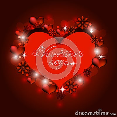 openwork frame with two hearts Vector Illustration