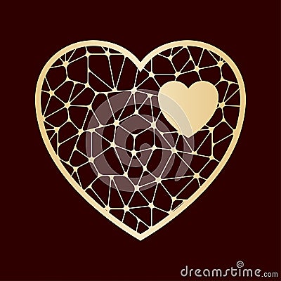 Openwork heart. Laser cutting template. Vector Illustration