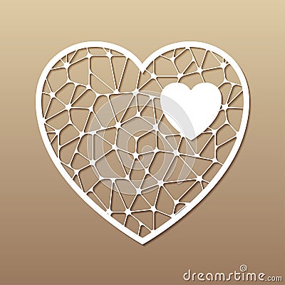 Openwork heart. Laser cutting template. Vector Illustration