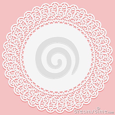 Openwork lace round frame. Suitable for laser cutting Vector Illustration