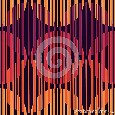 Openwork seamless pattern. Repeated hatched lines, overlapping circles surface print. Mixed texture geometric background Vector Illustration