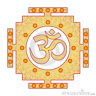 Openwork square tibetan mandala with Aum / Ohm / Om sign in the center. Vector . Vector Illustration
