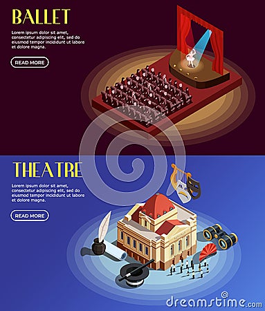 Opera And Ballet Banners Vector Illustration